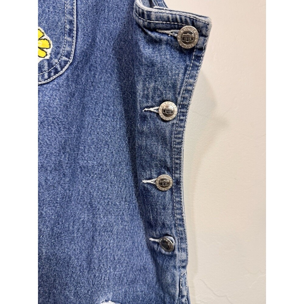 Route 66 Blue Denim Short Overalls with Floral Embroidery - Picture 2 of 7